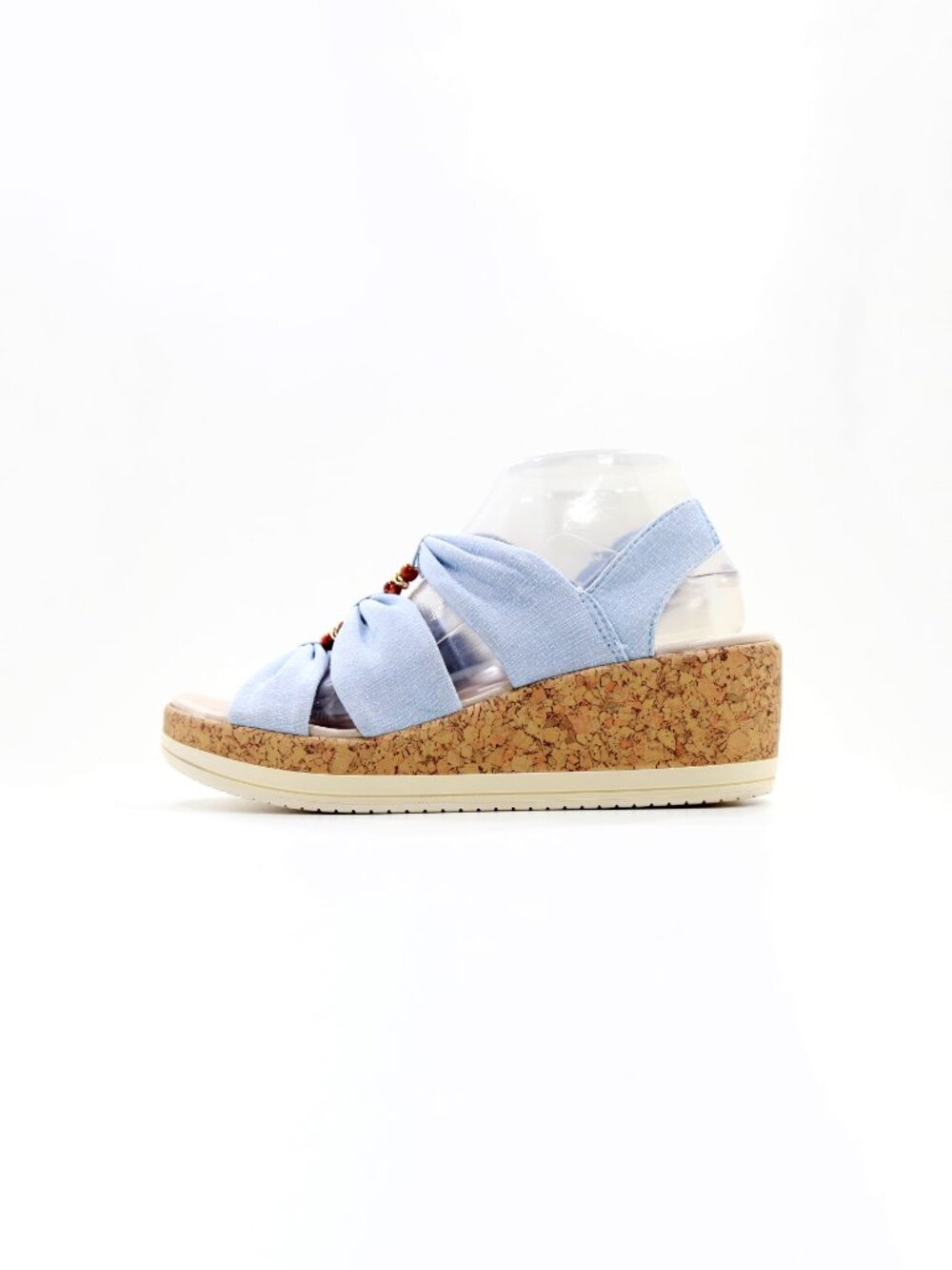 Bzees Roma Blue Canvas 2.5" Wedge Heel Slingback Sandals - 9